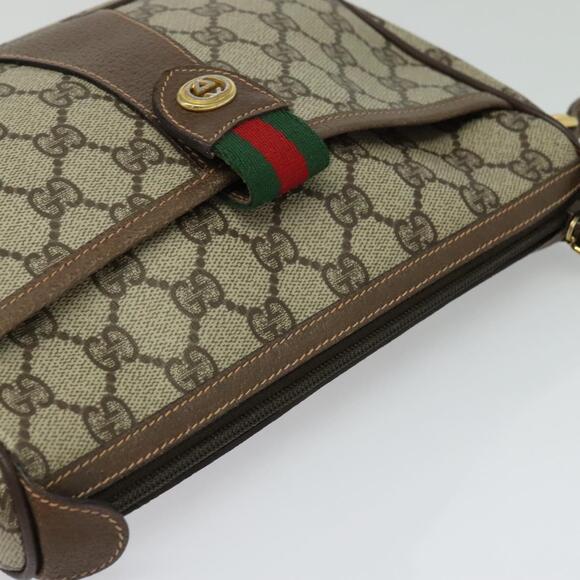 GUCCI GG Supreme Web Sherry Line Bag Pvc Beige Gold 89 02 032 - Picture 6 of 16
